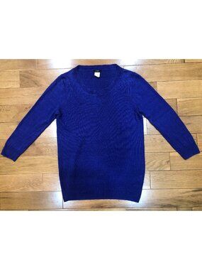 J Crew 100% Linen Purple Knit 3/4 Sleeve Sweater Coastal Minimalist Size XS
